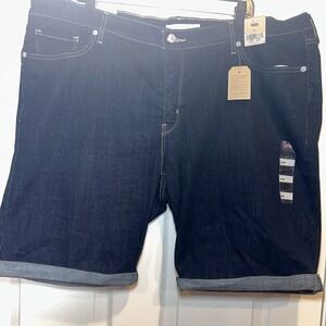 NWT Levis Shorts Womens Size 24 W Blue Classic Bermuda Jean Cuffed‎ Denim NEW